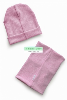 Комплект "Лира" (шапка+снуд, розовый меланж) №ИВБ-10612-1