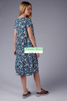 Платье с пуговицами и сборкой Шанталь (голубой) №Р-710 (4П/101)